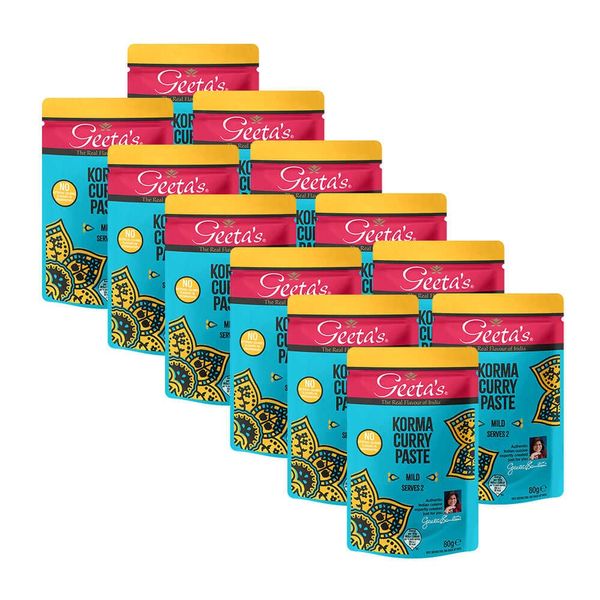 Geeta's 12x Curry Paste Korma Mild | 12x 80g | für 2 Personen | Vegetarisch | Vegan | Glutenfrei