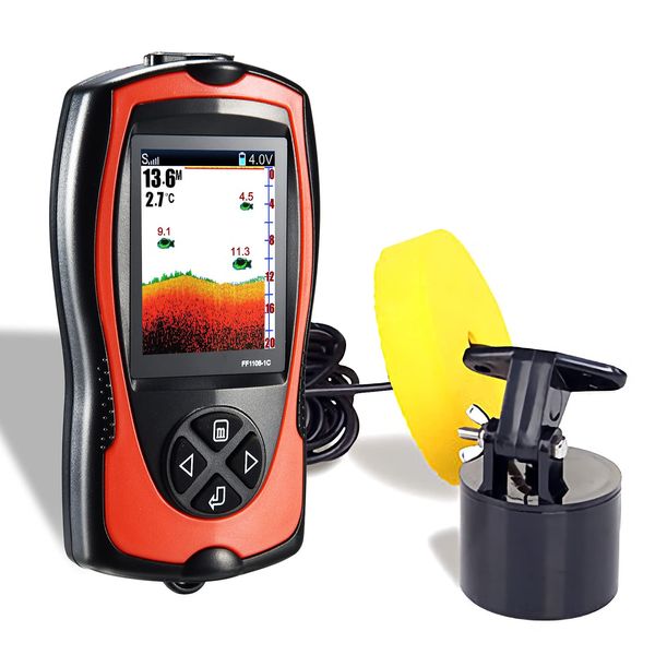 Atibin Wired Portable Fish Finder Display Handheld Monitor Depth Finder Transducer Sonar Sensor Fish Finders LCD Screen