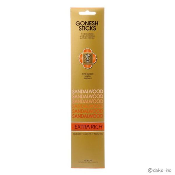 Garnish GONESH Extra Rich Sandalwood (Sandalwood) Incense Sticks, Set of 20