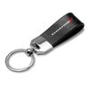 Dodge Black Leather Strap Chrome Metal Key Chain