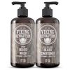 Viking Revolution Beard Wash & Beard Conditioner Set w/Argan & Jojoba Oils – Softens, Smooths & Strengthens Beard Growth - Natural Peppermint and Eucalyptus Scent - Beard Shampoo w/Beard Oil (17 oz)