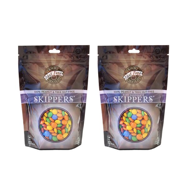 Vermont Nut Free Chocolates Skippers® (Dark Chocolate) 16 Ounces, 2 Bags, Nut-Free, Egg-Free, Kosher