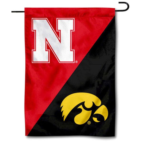 Nebraska vs. Iowa House Divided Garden Flag Banner