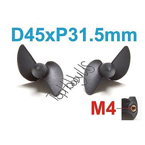 1 Set D45mmxP31.5 Left & Right Boat Propellers, M4 Threaded RC Model (US SELLER)