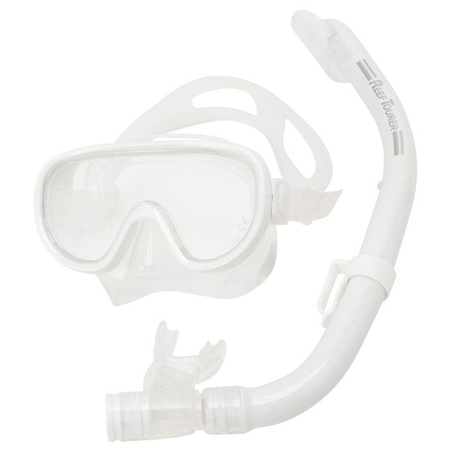 REEF TOURER RC0112 Snorkeling Snorkel Mask Snorkel Adult Set of 2 Silicone White