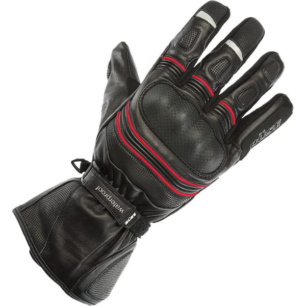 Büse Willow Waterproof Motorcycle Gloves (Black/Red, 8)