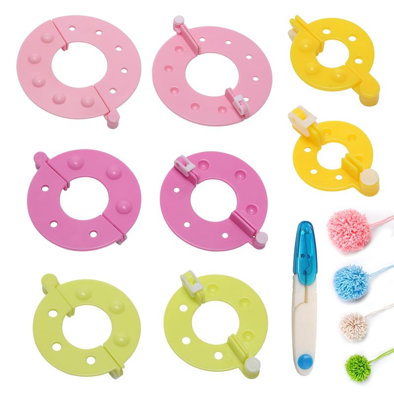 KNEWMART Pom Pom Maker, 4 taglie Fluff Ball Weaver Needle PomPom Maker Set-Fai da te Pompoms Artigianato Doll Making Kit-Filato di lana maglia Set di attrezzi per artigianato Pom-pom Maker