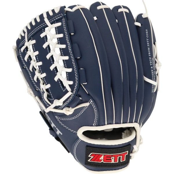 ZETT BDG2012V Catchball Gloves for Beginners, Includes Shock Absorbing Pads, 11.5 Inches (Elementary School Students and Up), Left Toss, Blue