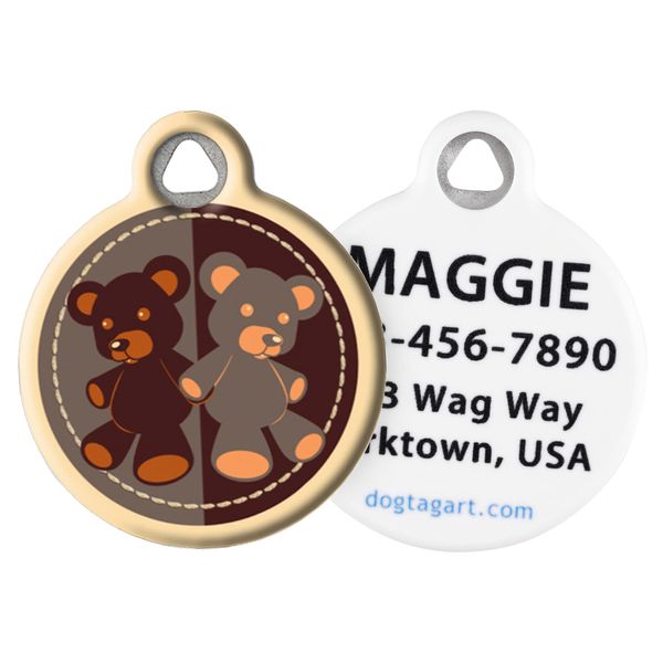 Dog Tag Art Teddy Bear Lupine Pattern Personalzied Pet ID Tag for Dogs and Cats, Silent Polymer Coated Stainless Steel Nametag with Customized Identification Information, Large 1.25" Diameter