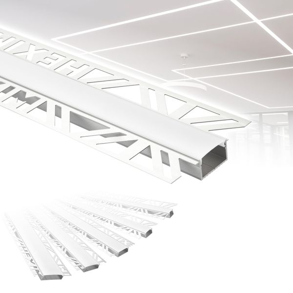 HEXIM LED Trockenbauprofil Alu Unterputzprofil LED Profil (2 Meter / 1 Profil) inkl. Abdeckung opal Trockenbauleiste Einbauprofil Schiene Decke Wand (ALED-2, Leuchtbreite 20mm)