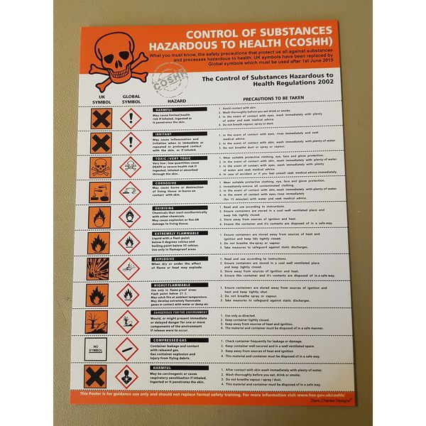 COSHH STICKER (200mm x 300mm) Self Adhesive Vinyl The clearest Coshh Cupboard Safety Sign. Health and safety signs