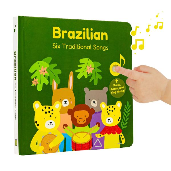 Cali's Books Brazilian Nursery Rhymes Book - Sound Books for Toddlers 1-3 Years Old - Interactive & Educational Music Toys for Bilingual Children with Lyrics & Translations - Musical Gifts for Kids