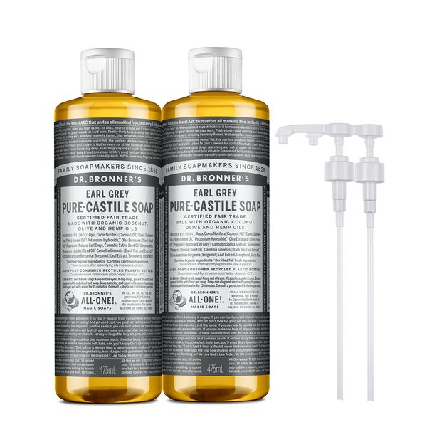 Dr. Bronner&#39;s Earl Grey Pure Castile Soap 475mlx2+2 pumps