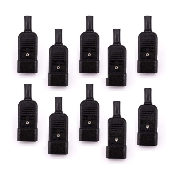 10x AC250V 10A Male 3Terminals Panel Mount Power Socket Adapter Connector