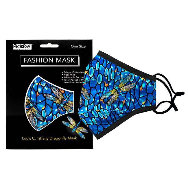 Modgy LOUIS C. TIFFANY DRAGONFLY 3-layer Cloth Art Fashion Face Mask