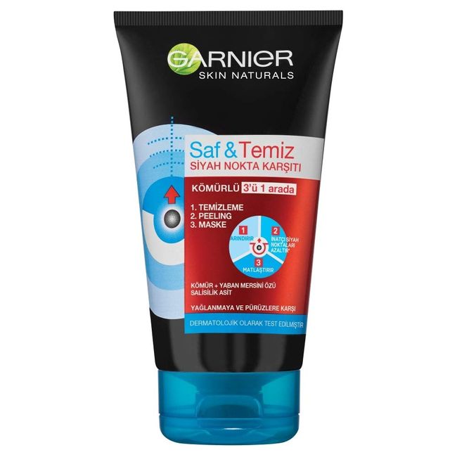 Garnier Skin Naturals Saf & Temiz Siyah Nokta Karşıtı Kömürlü 3'ü 1 arada (150 ml)