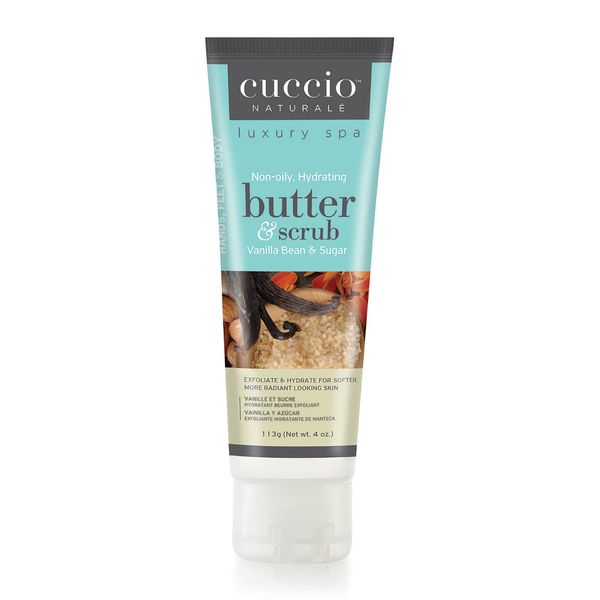 Cuccio Naturale Butter Scrub - Exfoliates And Hydrates - For Softer, Radiant Looking Skin - Infuses Moisture Into Dry Skin - Non-Oily 24 Hour Hydration - Creamy - Vanilla Bean And Sugar - 4 Oz