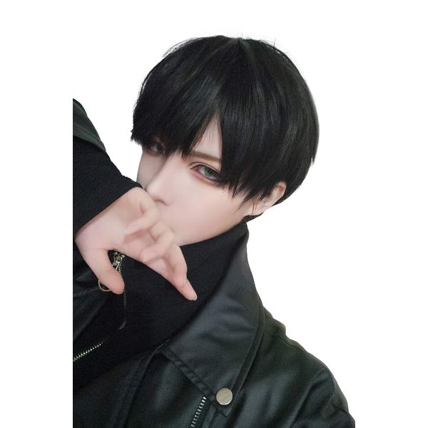 Hawkko Wig, Men's, Short, Black, Wig, Men's Clothing, Harajuku, Cool, Handsome, For Men, Students, Commuting to Work, Natural, Small Face, Heat Resistant, Popular, Wig, Men's, Fashion, Fluffy, Imechen, Unisex (Black)