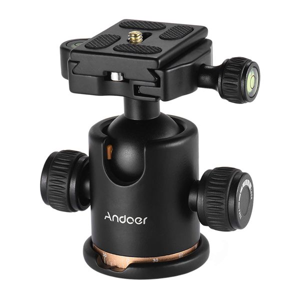 Andoer Mini Stativkopf Kugelkopf, Kamera Stativ Stativköpfe mit Schnellwechselplatte 1/4 zoll Schraube, Mini Tripod Ball Head für Stativ, Schieber, DSLR-Kamera