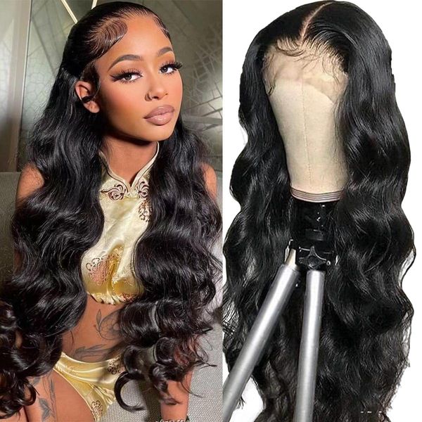 MOOTAFUL Large Cap Wigs 24 inch Cap Size Lace Front Wigs 13×4 Body Wave 150% density Pre Plucked with Baby Hair Brazilian Virgin Human Hair Wigs for Black Women 18 inch