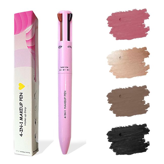 4 In 1 Makeup Pen, 4-in-1-Make-up-Stift, wasserdicht All-in-One-Make-up-Stift, 4 Color Multifunktionaler Kosmetikstift, für Ein Perfektes Wasserfest Langanhaltend Face Make-Up Eyeshadow