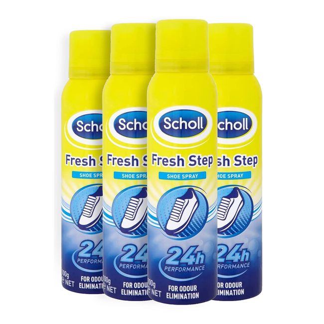 Scholl Fresh Step Shoe Spray 150ml - Anti Odour Shoe Spray, Up To 24 Hour Freshness, Pack of 4