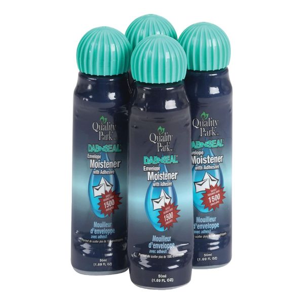Dab-N-Seal Envelope Moistener with Adhesive, 50ML Bottle, 4 Pack (46071)