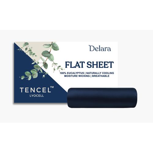Delara 100% Eucalyptus Lyocell Tencel Sheet, Queen 1 Flat Sheet, Naturally Cooling, Super Soft, Silky, Moisture-Wicking, Temperature Balancing, Smooth & Breathable, Cool Sheets for Hot Sleepers