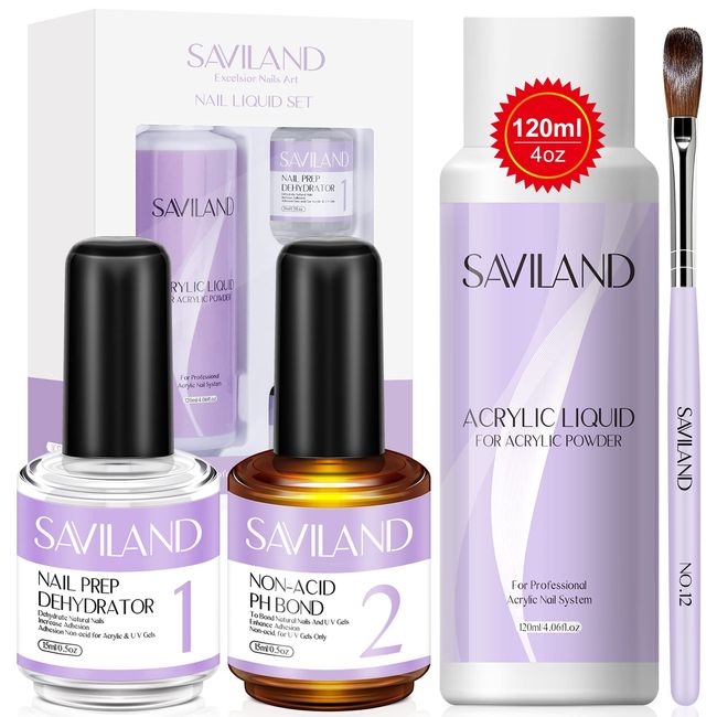 Saviland Acrylic Nail Kit Starter Kit: 0.5Oz Clear/White/Pink Acrylic  Powder and Liquid Set with Acrylic Nail Brush Nails Kit Acrylic Set for