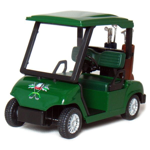 New 4.5" Kinsfun Golf Cart w/ Clubs Diecast Metal Model Caddy Toy Car Green