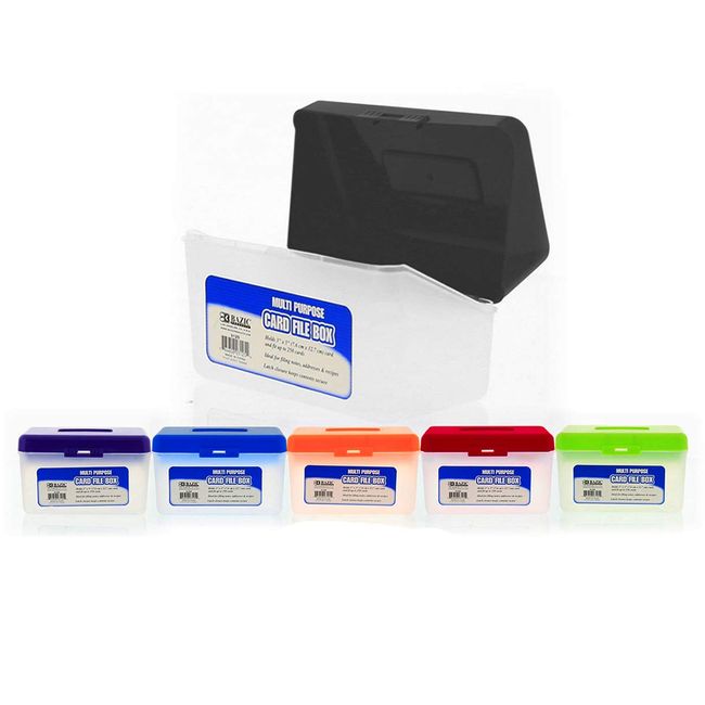 Bazic Supply Index card holder file Case / Box - Holds up to 250 Index Cards 5”x 3” (6 pack)