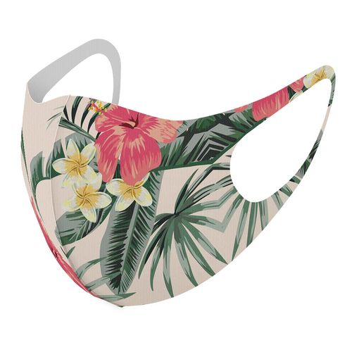 Design Mask, Set of 2, Polyester, Washable, Cloth Mask, Unisex, Summer Hibiscus Plant