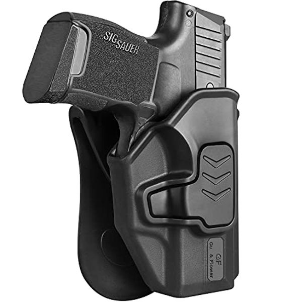 Sig P365 Holster, OWB Paddle Holster Compatible with Sig Sauer P365/P365 SAS, Outside Waistband Carry Holster,360-Degrees Adjustable/Index Finger Release System, Right