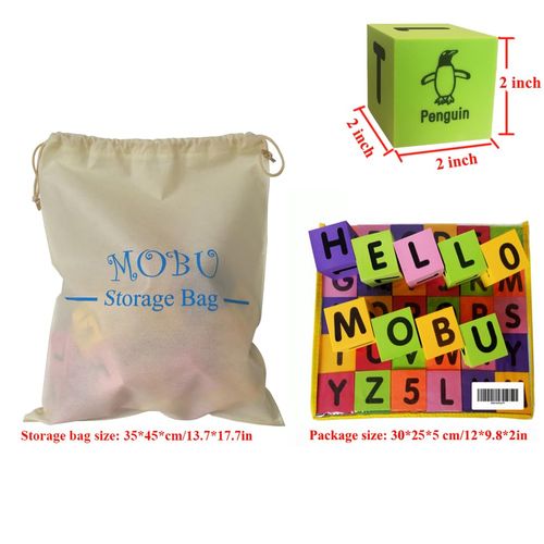 MOBU Foam Building Blocks for Toddlers,30 pcs Alphabet Blocks with Storage Bag,Learning Letter ABC, Numbers 0-9, Stacking Blocks for Kids