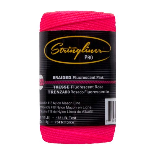 Stringliner 35162 Mason’s Line Replacement Rolls – 1/4 Lb. #18 Construction Replacement Roll Braided FL Pink 250'. (3 Pack)