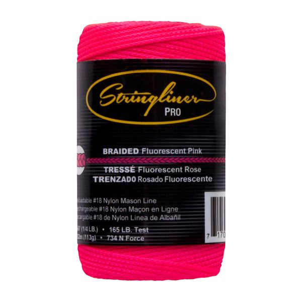 Stringliner 35162 Mason’s Line Replacement Rolls – 1/4 Lb. #18 Construction Replacement Roll Braided FL Pink 250'. (3 Pack)