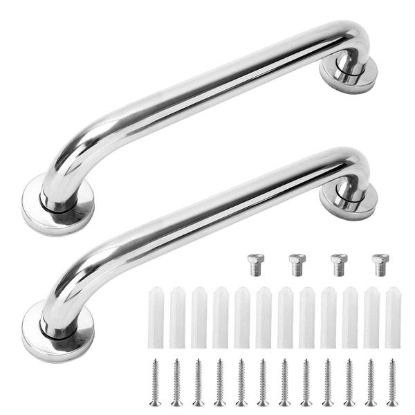 Holdfiturn 2Pcs Bathroom Handrail Safety Grab Bar Bathroom Support Handle Steel Bath Shower Toilet Hand Rail Assist Bath Handle for Handicap Elderly Senior 30cm