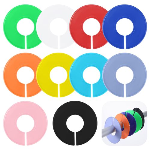 Giantree 10 Pcs Closet Dividers for Hanging Clothes, Color Clothing Plastic Rack Dividers Round Clothes Closet Labels Reusable Closet Separators for Clothes Organize
