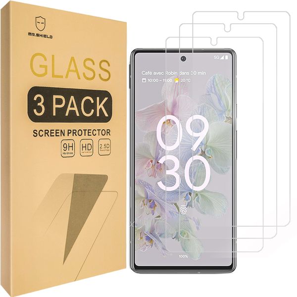 Mr.Shield Screen Protector For Google Pixel 6a [Tempered Glass] [9H Hardness] [3-Pack] Screen Protector