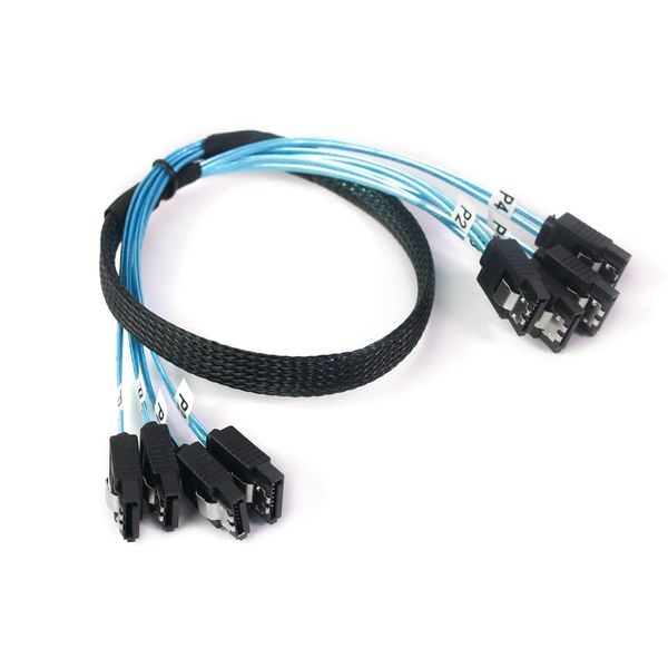 ADCAUDX SATA-III Cable: 0.5M, 4Pcs/Set - SATA 6Gbps - HDD/SSD Data Cable for Server, Bitcoin Computer, Raid (1.6FT)