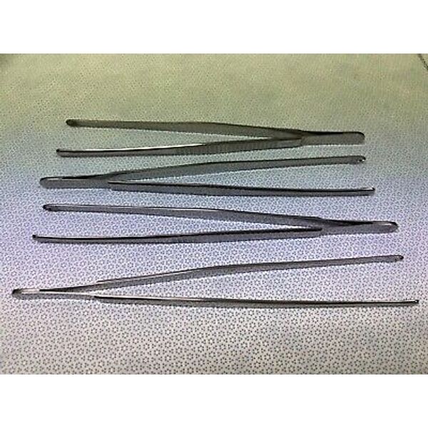 Set Of 4 Codman 30-4222 Surgical 10" Russian Tissue Forceps