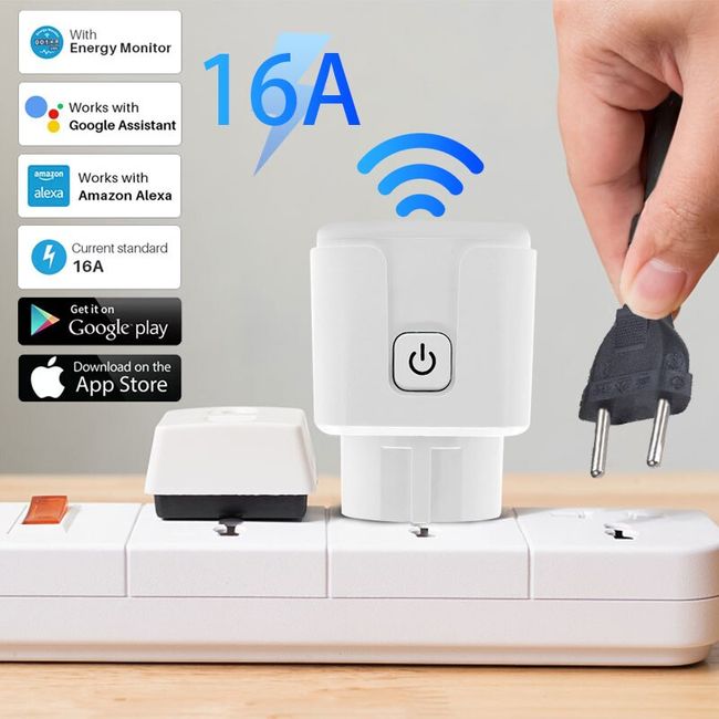 20A WiFi Smart Plug EU Smart Socket With Power Monitor Timing Function Tuya  Smart Life Control For Alexa Google Home Alice Ships From: United States,  Standard: 20A EU Plug, Color: 3pcs WiFi