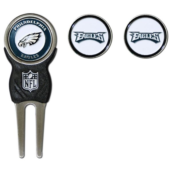 Team Golf NFL Divot Tool with 3 Golf Ball Markers Pack, Markers are Removable Magnetic Double-Sided Enamel