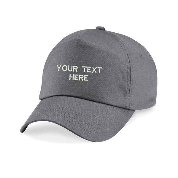 Personalised Embroidered BC010 Baseball Cap Add Your Text, Unisex Workwear Baseball Cap (GraphiteGrey)