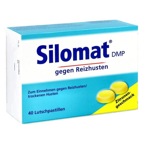 SILOMAT 40 x Lemon Flavoured Cough Relief Lozenges with Dextromethorphan for Irritating Cough for Sucking for Adults and Children Aged 6+
