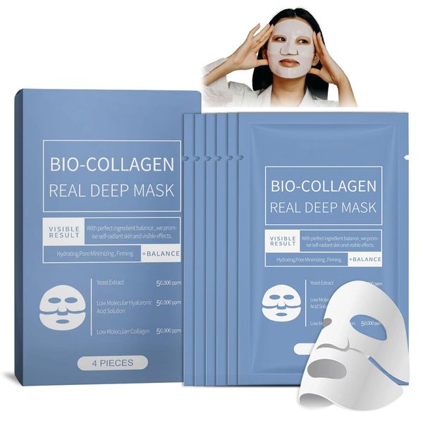 Korean Bio-Collagen Real Deep Mask, Anti-Falten Lifting Gesichtsmaske, Collagen Mask Overnight, Kollagen Reverse Film Lösliche Kollagen Sheet Mask mit hydrolysierten Kollagenen (4)