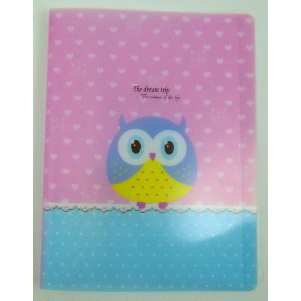 Cute Owl 20 Pockets Lightweight A4 Display Book File Folder(Pink Hearts)