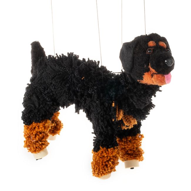 Rottweiler Dog Marionette Yarn Puppet