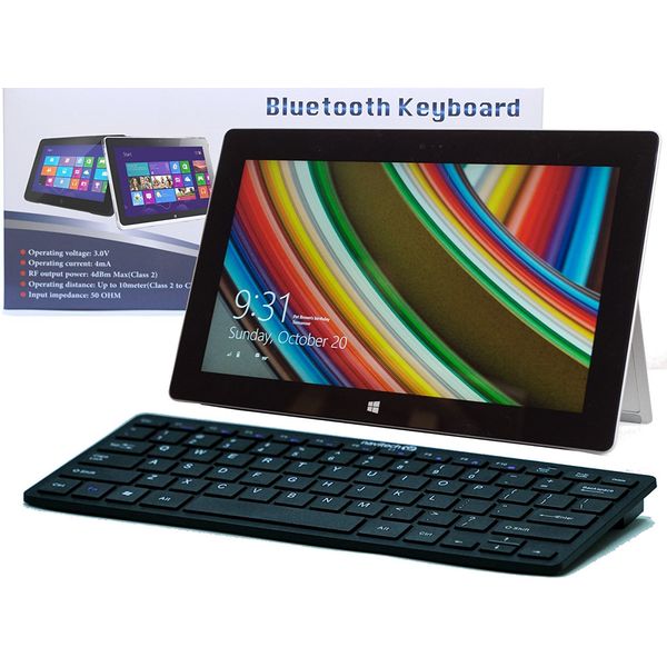 Navitech Black Slim Wireless Windows Bluetooth Keyboard Compatible With The Rasberry Pi Touch Screen