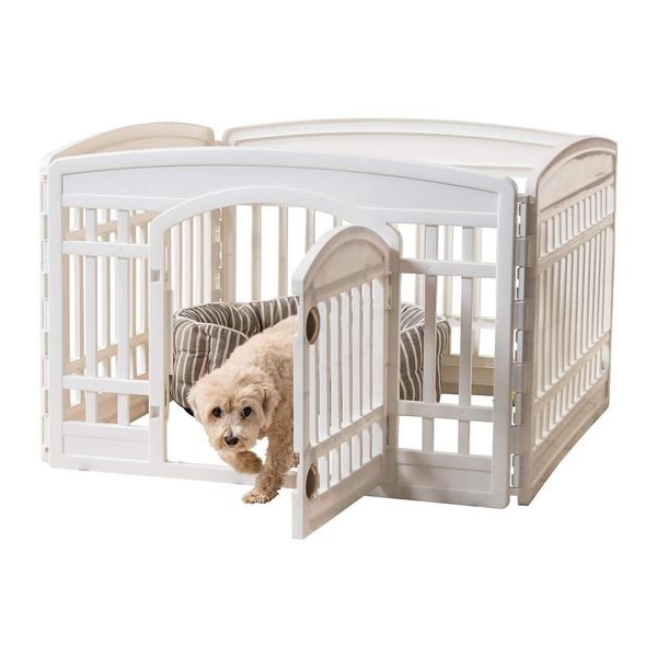 IRIS USA 24" Exercise 4-Panel Pet Playpen with Door, Dog Playpen, Puppy Playp...